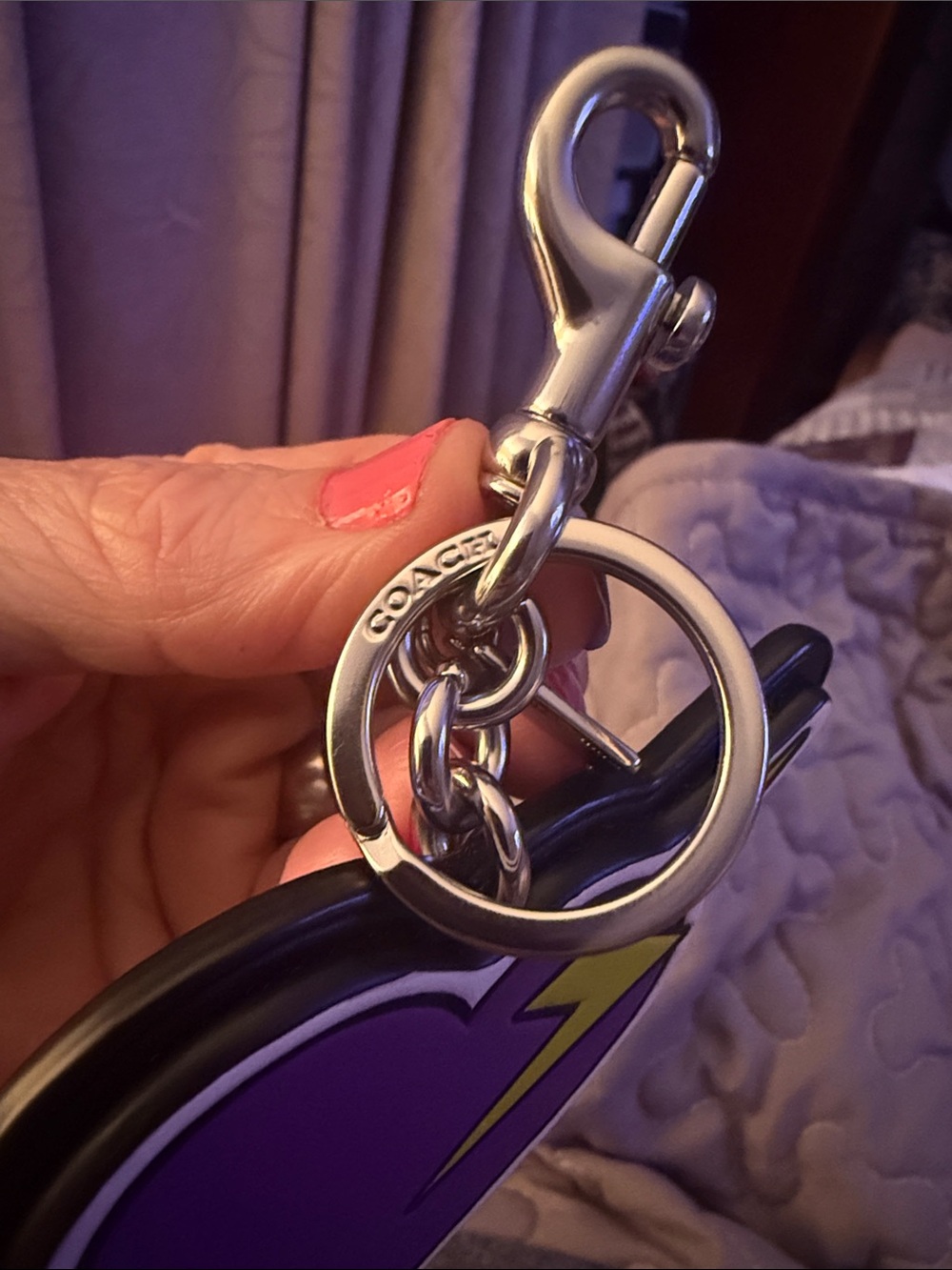 Coach Silver Logo Tag Keychain - Picture 4 of 4